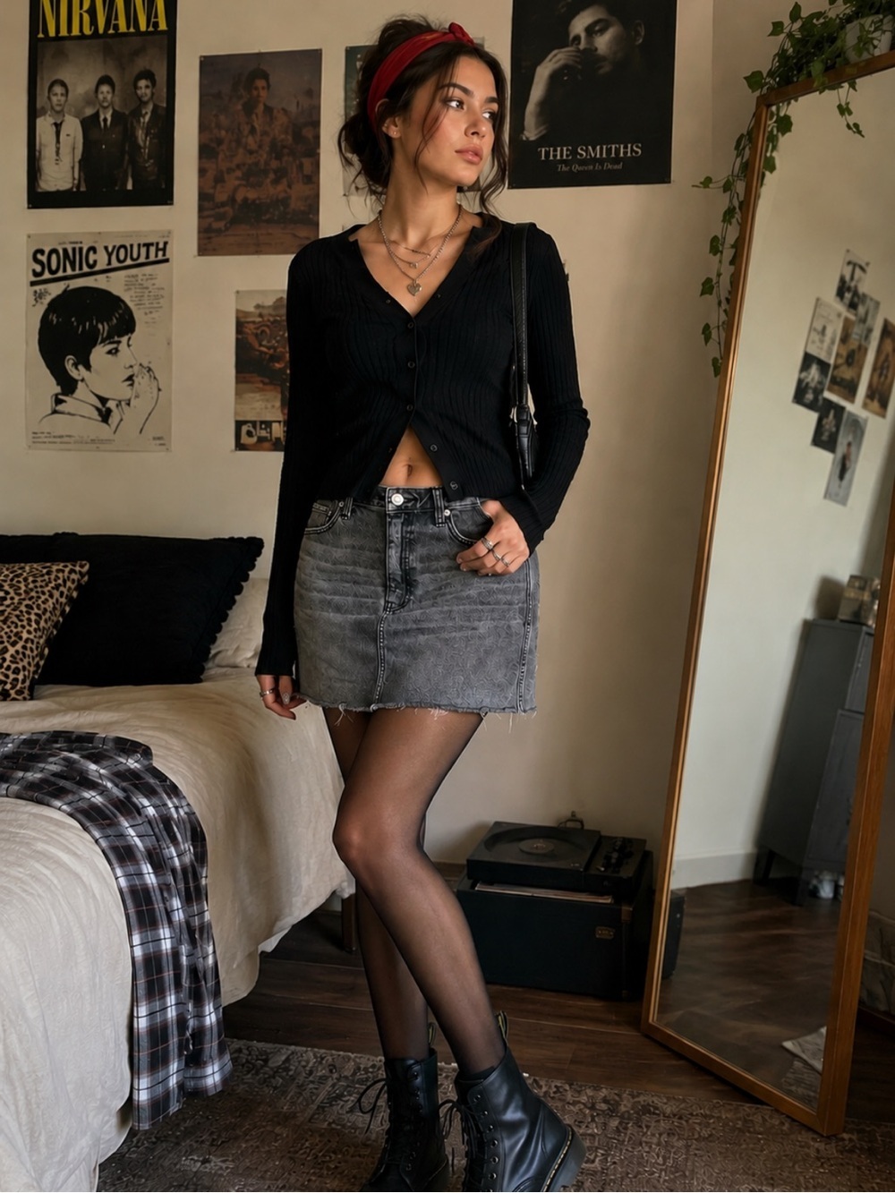 Abercrombie & Fitch Denim Mini Skirt Washed Black Size 29